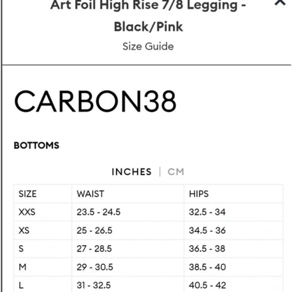 ✨CARBON38 ART FOUL ROSE GOLD BLACK HIGH WAIST 7/8 LEGGINGS XS - Picture 5 of 5
